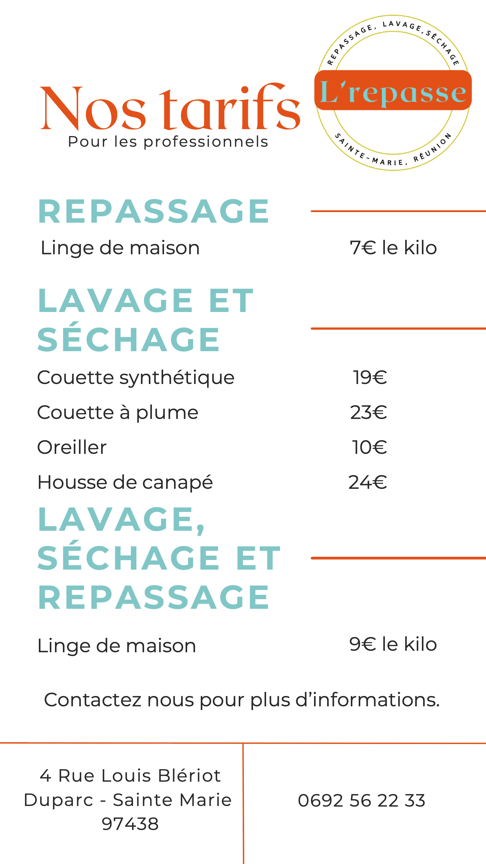 Grille tarifaire — volet 1 sur 2