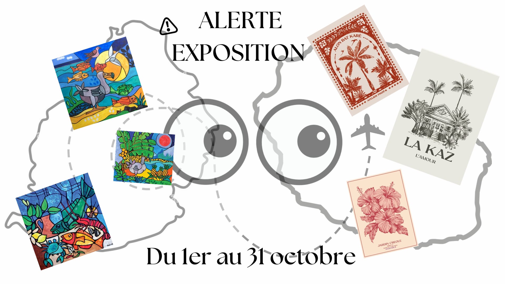 Visuel réseaux « Alerte exposition » avec la carte de La Réunion