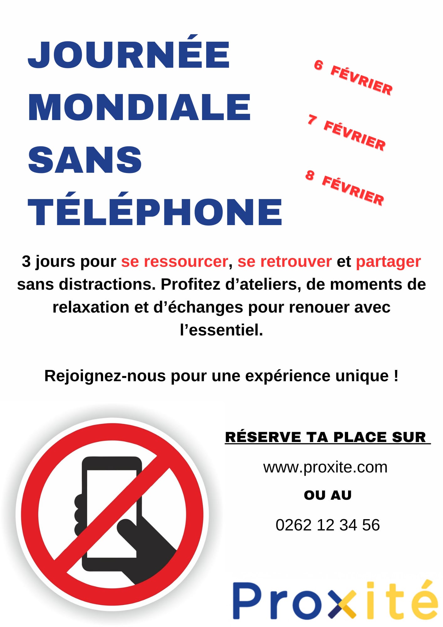 Affiche « Journée mondiale sans téléphone »